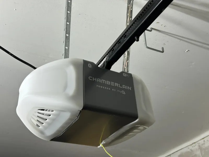 New Chamberlain smart garage door opener installed and ready for myQ app control